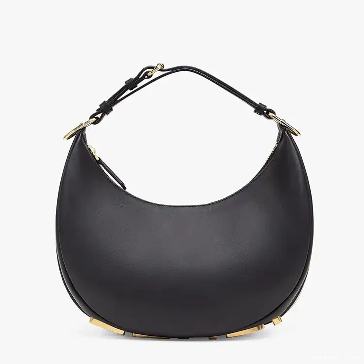Affordable HOT Hobo Leather Calf Small Fendigraphy In Black Bag Fendi 0608